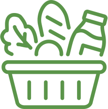 Basket icon with healthy vending snacks and drinks